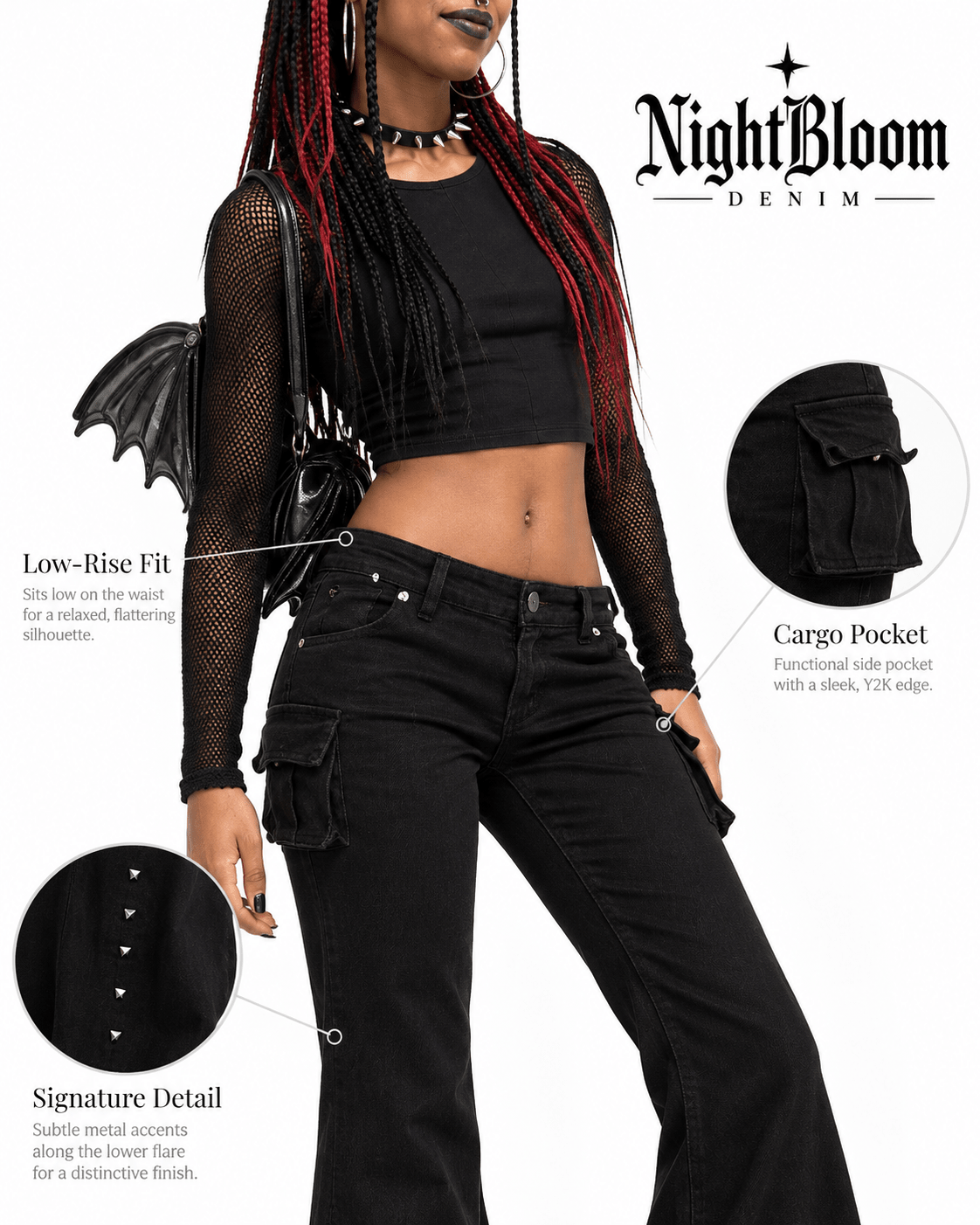 NightBloom Denim Patchwork Lace Jeans - My Store