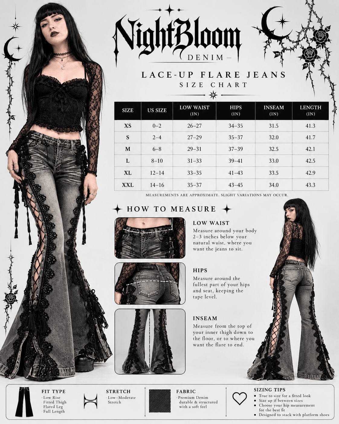 NightBloom Denim Patchwork Lace Jeans - My Store